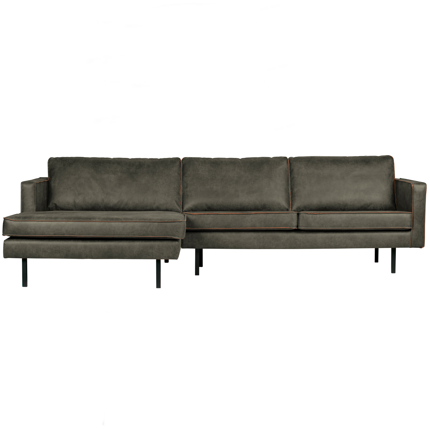 WOOOD chaise longue links Rodeo - Eco-leder - Army - 85x300x155