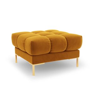 Cosmopolitan Design Poef Bali flueel, geel – 60x60x41cm Cosmopolitan Design Poef Bali flueel, geel – 60x60x41cm