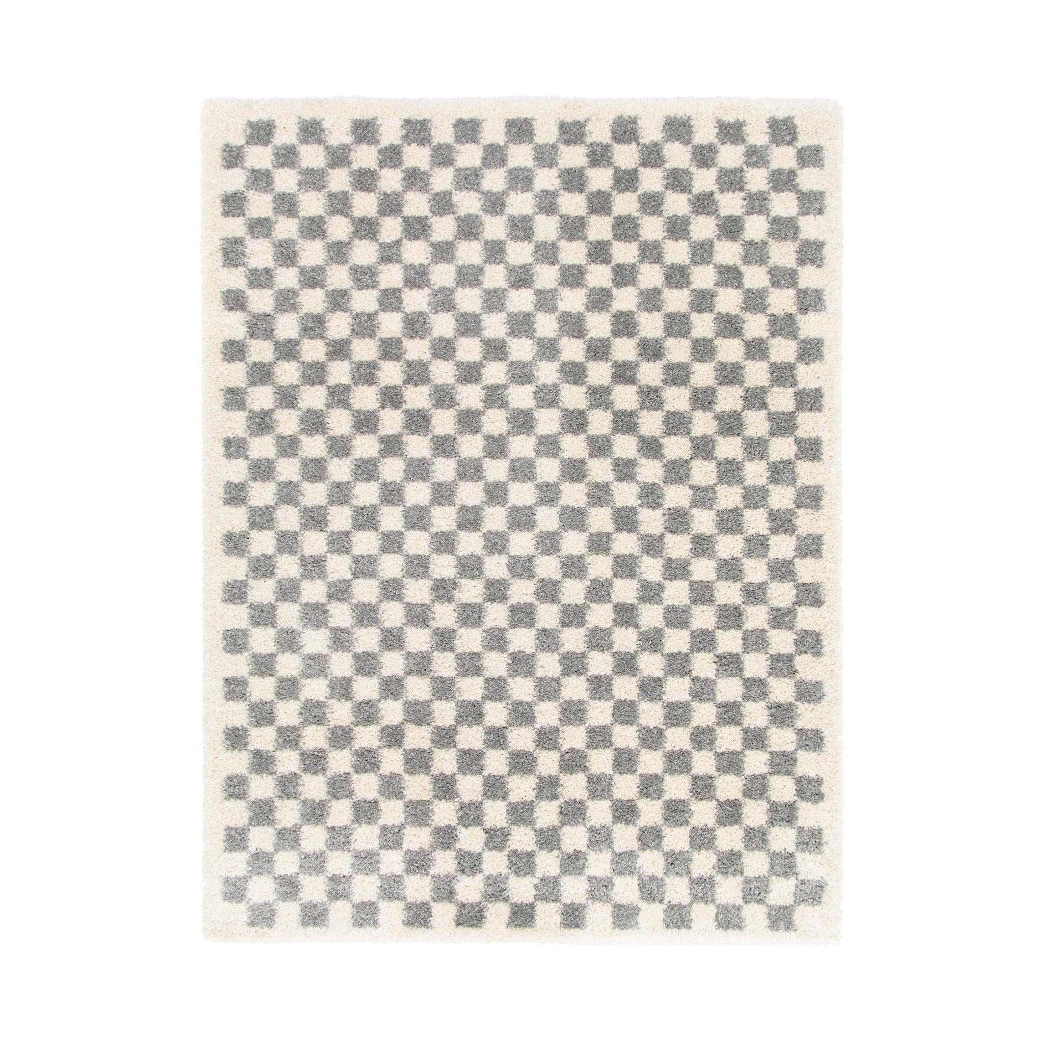 AFK Living vloerkleed Checkers - shaggy - grijs - 160 x 213 cm
