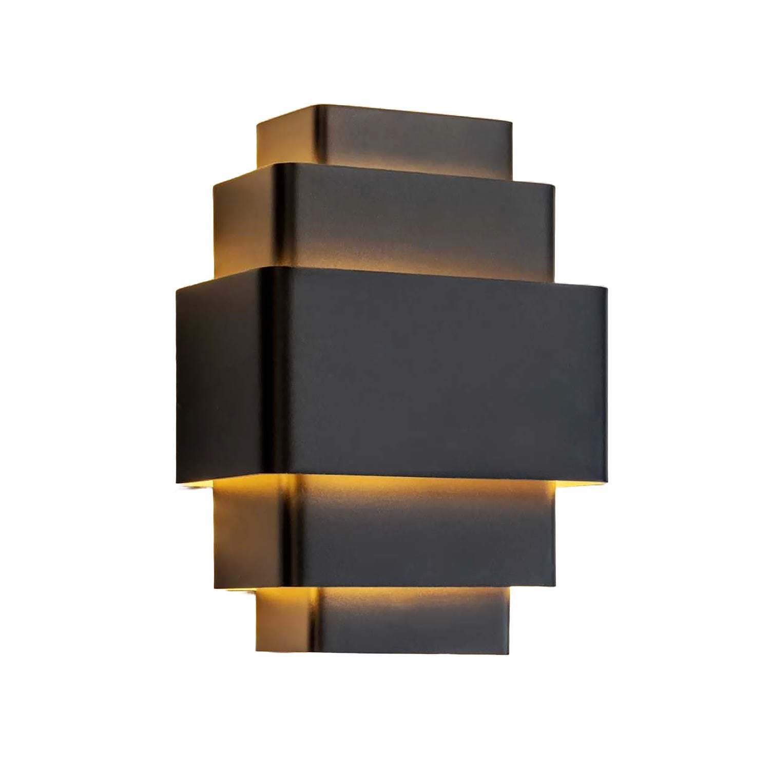 Artdelight wandlamp Layers - 3 lichts - 12 x 28 cm - zwart goud