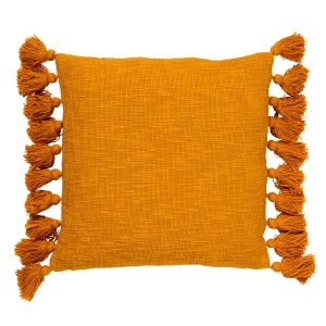RUBY – Kussenhoes 45×45 cm – 100% katoen – met flosjes – Golden Glow –