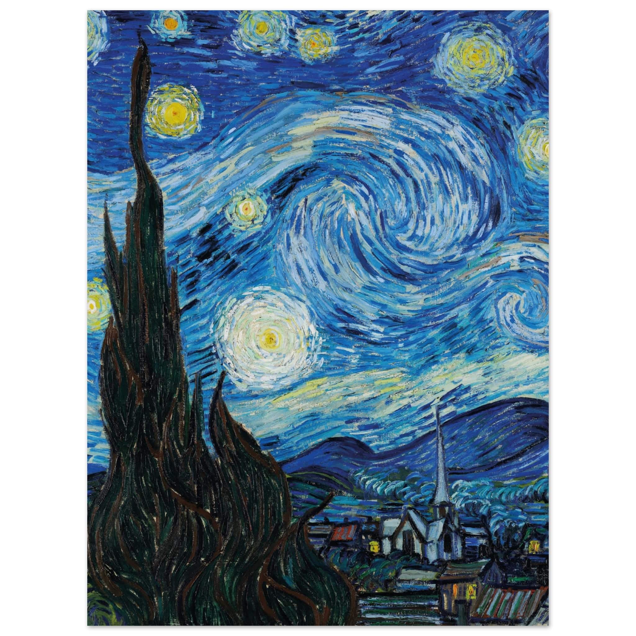 Artfulprints Poster Vincent van Gogh - Starry night - 30x40 cm - Blauw