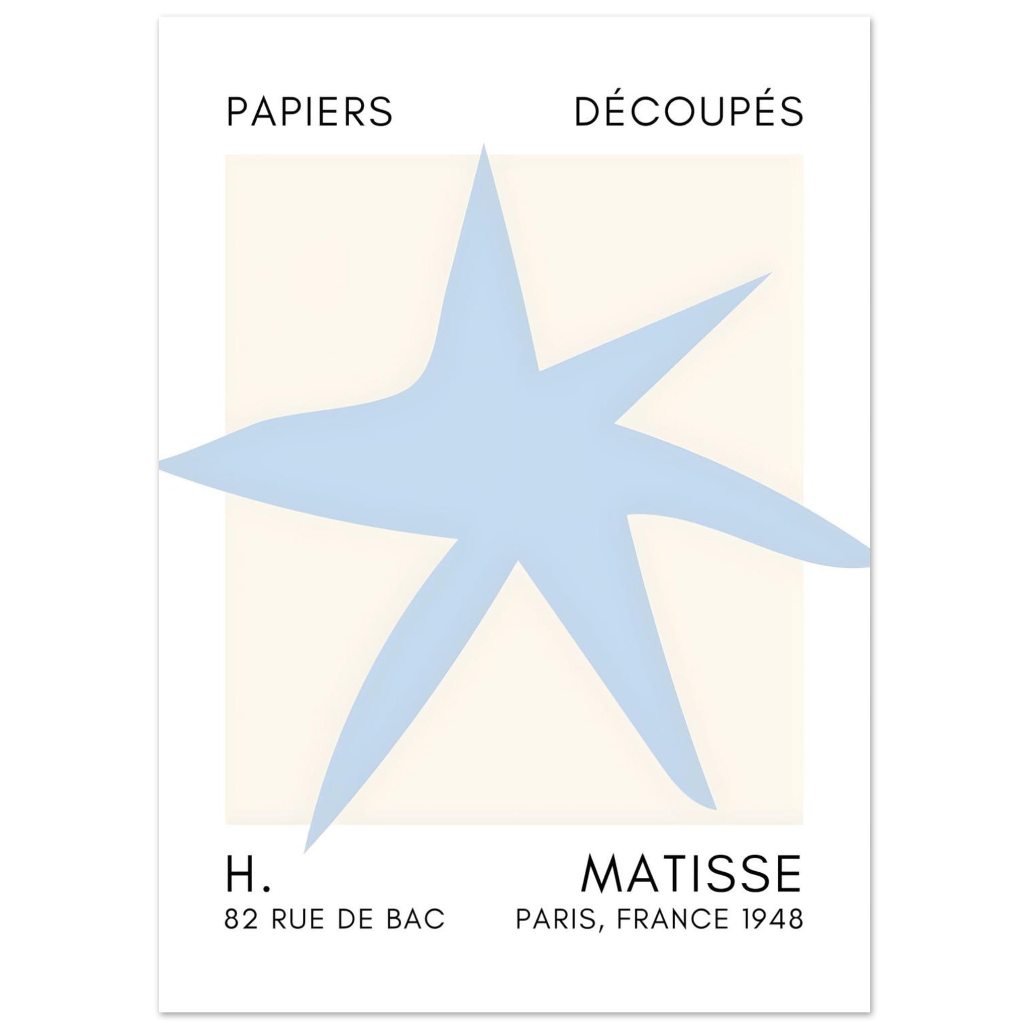 Artfulprints Poster Matisse – Star of the sea light blue - 50x70 cm -