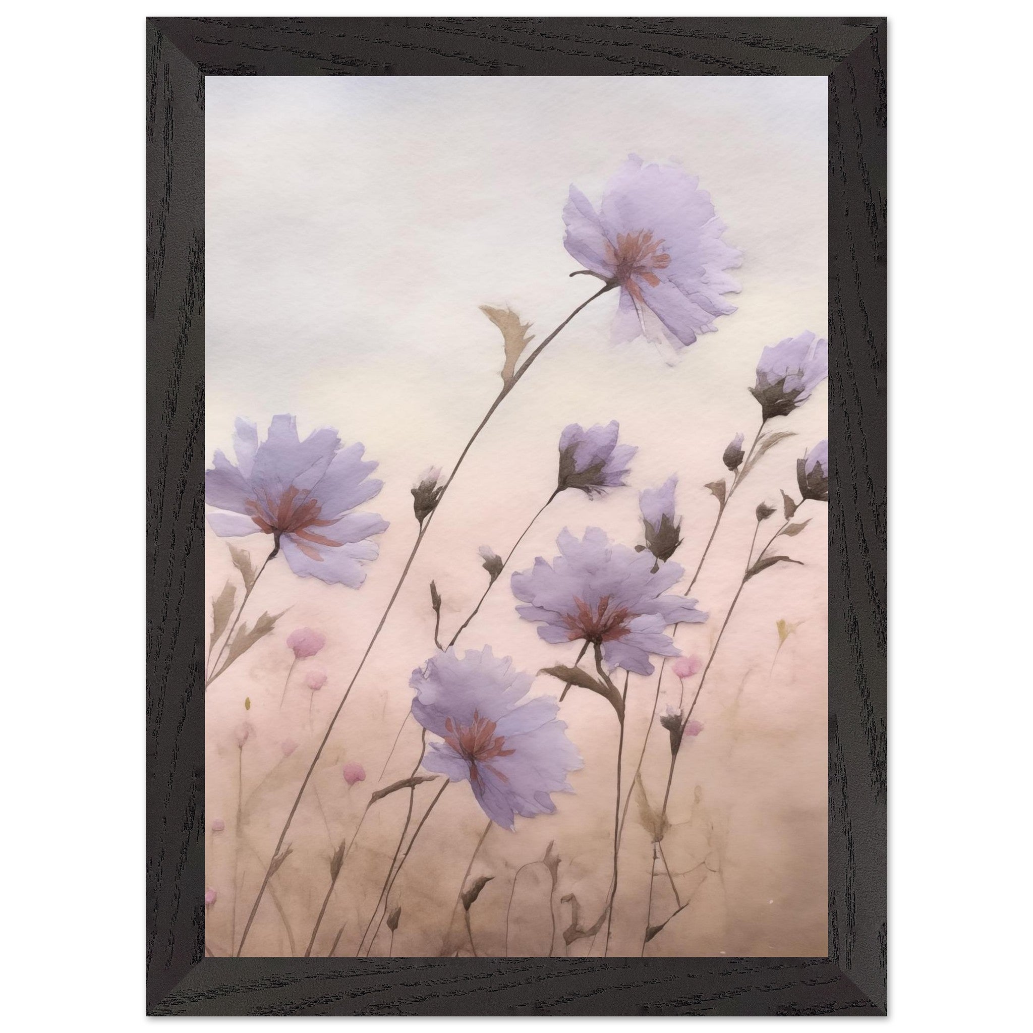 Artfulprints Poster met Lijst Flower aquarel 2 - A4 21x29.7 cm - Roze