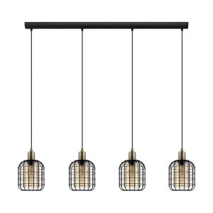 EGLO hanglamp Chisle – e27 – 130 cm – glas – zwart/amber EGLO hanglamp Chisle – e27 – 130 cm – glas – zwart/amber