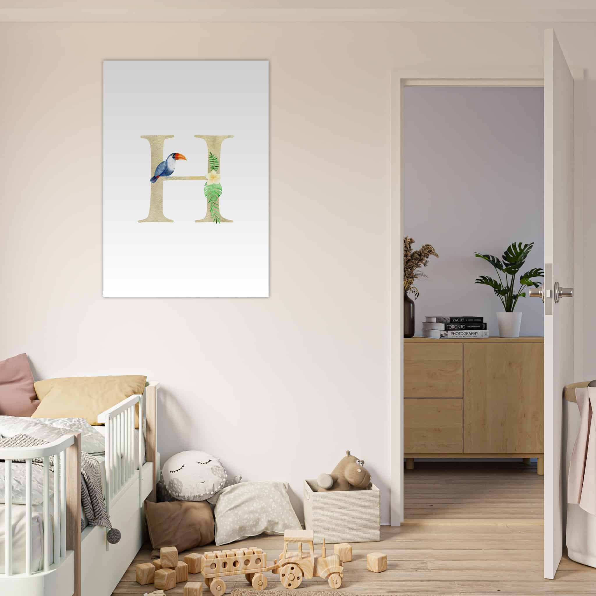 Artfulprints Poster Letter H kindernaam - 70x100 cm - Meerkleurig