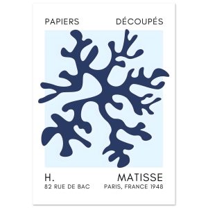 Artfulprints Poster Matisse – Dreamy coral flower navy blue I – A4 21x Artfulprints Poster Matisse – Dreamy coral flower navy blue I – A4 21x