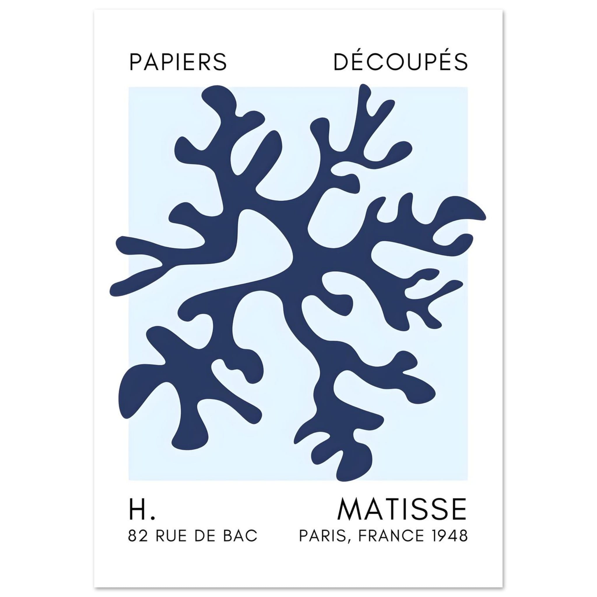 Artfulprints Poster Matisse – Dreamy coral flower navy blue I - A4 21x