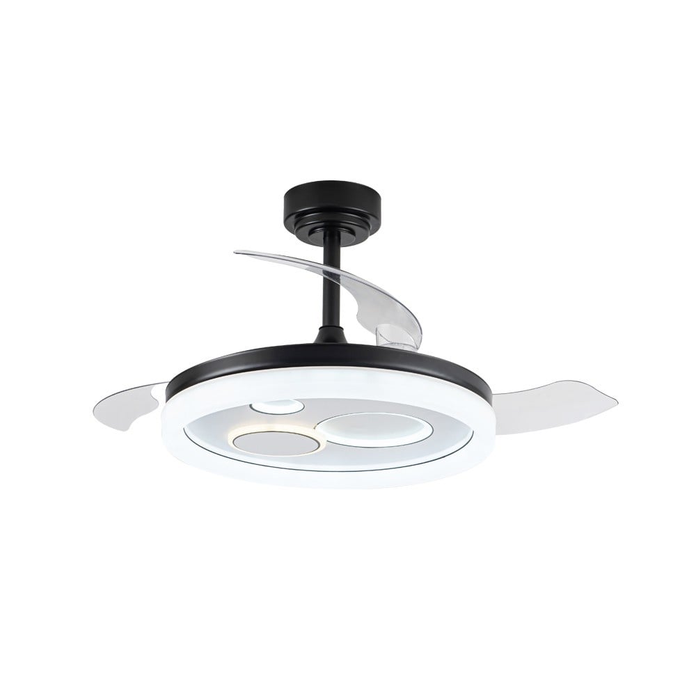 CristalRecord plafondventilator Naira - 1 lichts - 107 x 44 cm - zwart