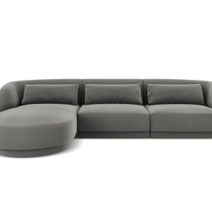 Cosmopolitan Design linker hoekbank Tulum 4-zits, flueel, lichtgrijs – Cosmopolitan Design linker hoekbank Tulum 4-zits, flueel, lichtgrijs –