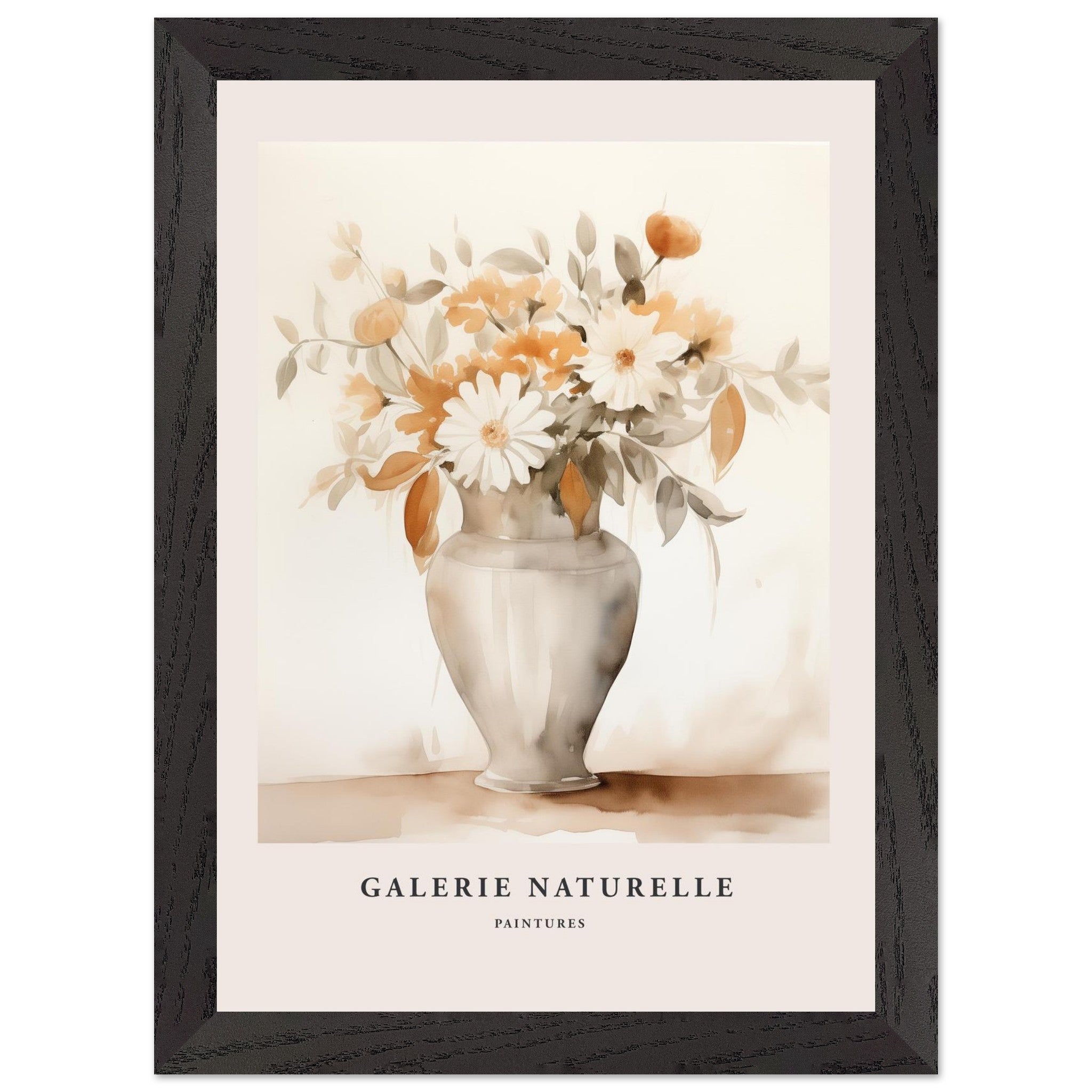 Artfulprints Poster met Lijst Bloemen in vaas 2 - A4 21x29.7 cm - Taup