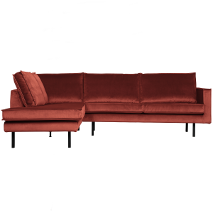 WOOOD hoekbank links Rodeo – Velvet – Chestnut – 85x266x86/213