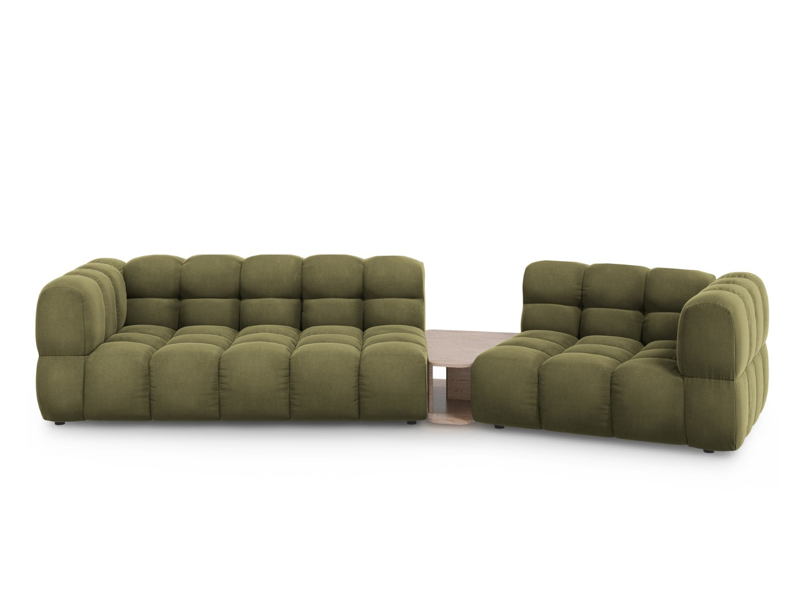 Cosmopolitan Design Rechte modulaire bank Sky 3-zits, flueel, lichtgro