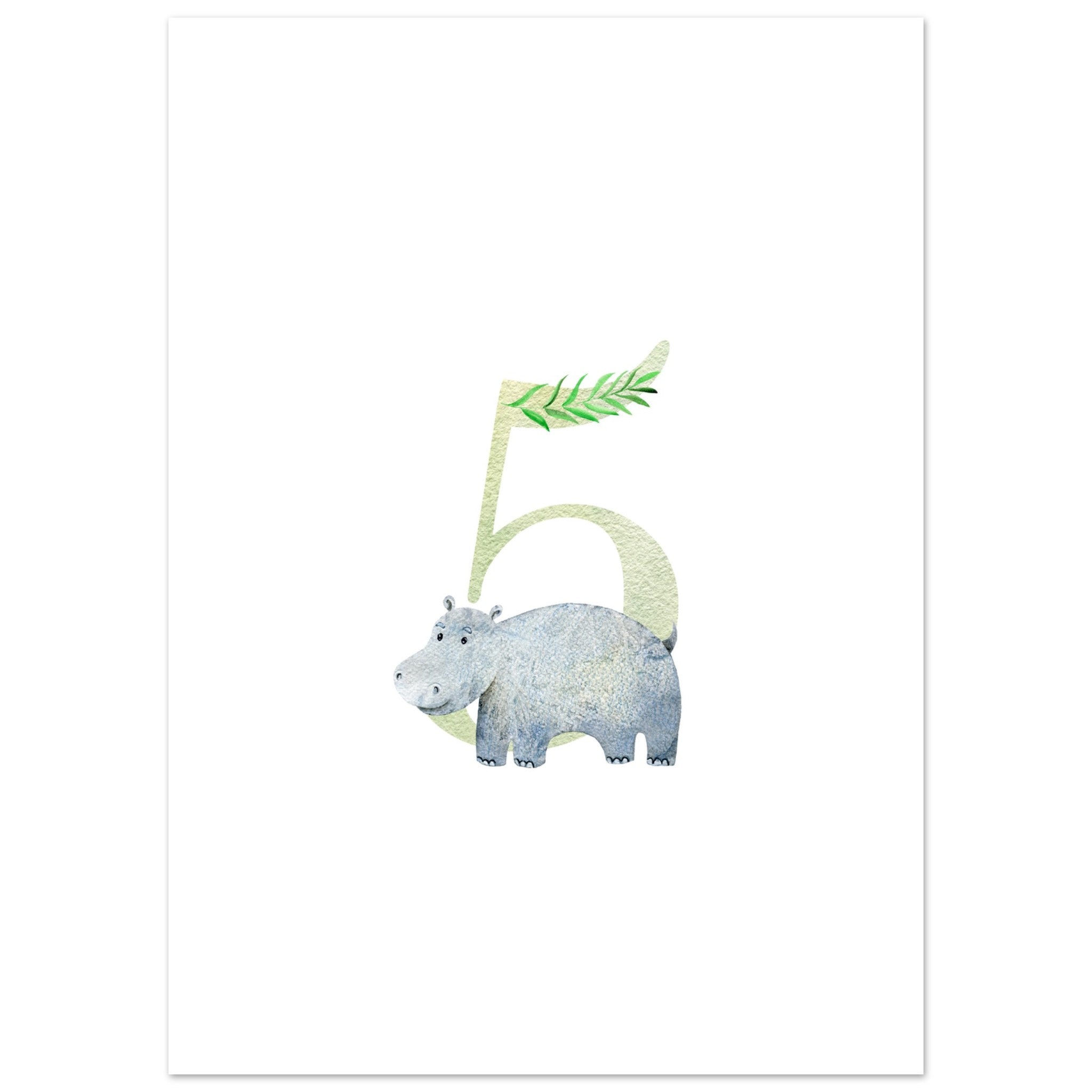 Artfulprints Poster Cijfer 5 kinderkamer - 50x70 cm - Meerkleurig