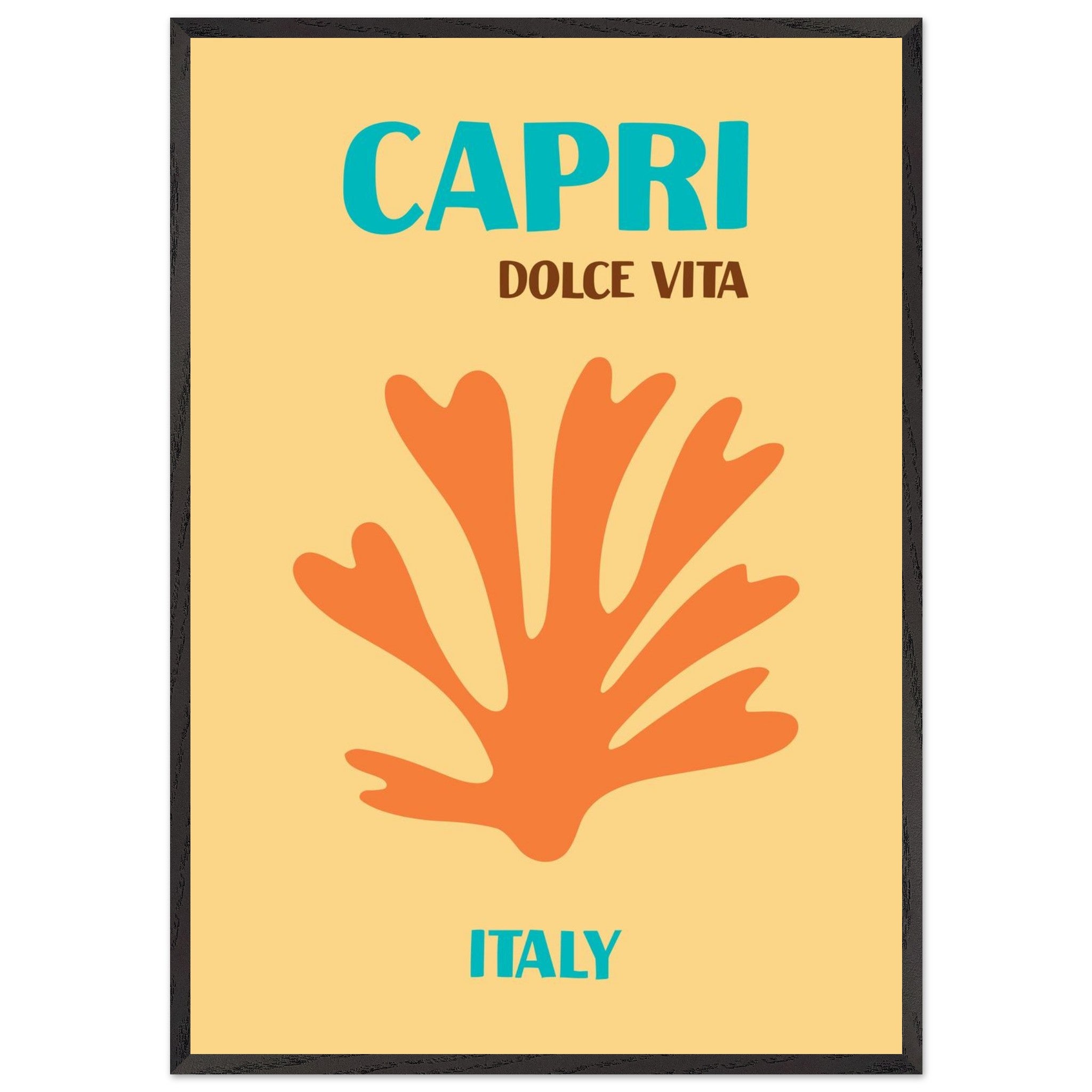 Artfulprints Poster met Lijst Italië - Capri - 70x100 cm - Oranje