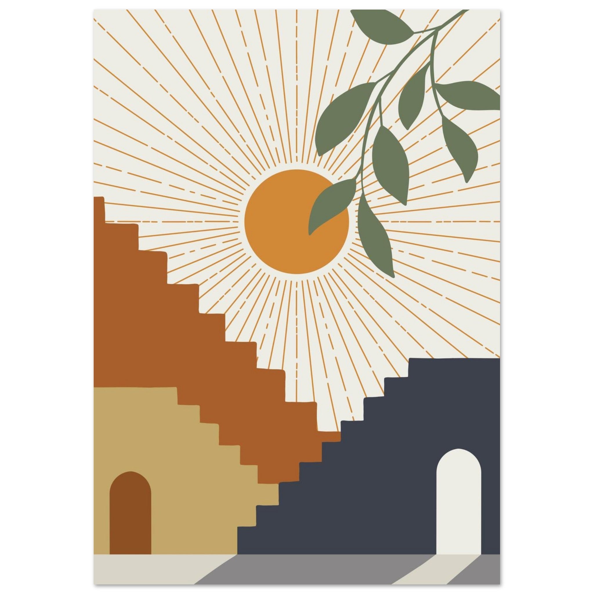 Artfulprints Poster Boho – Stairway sun - A4 21x29.7 cm - Meerkleurig