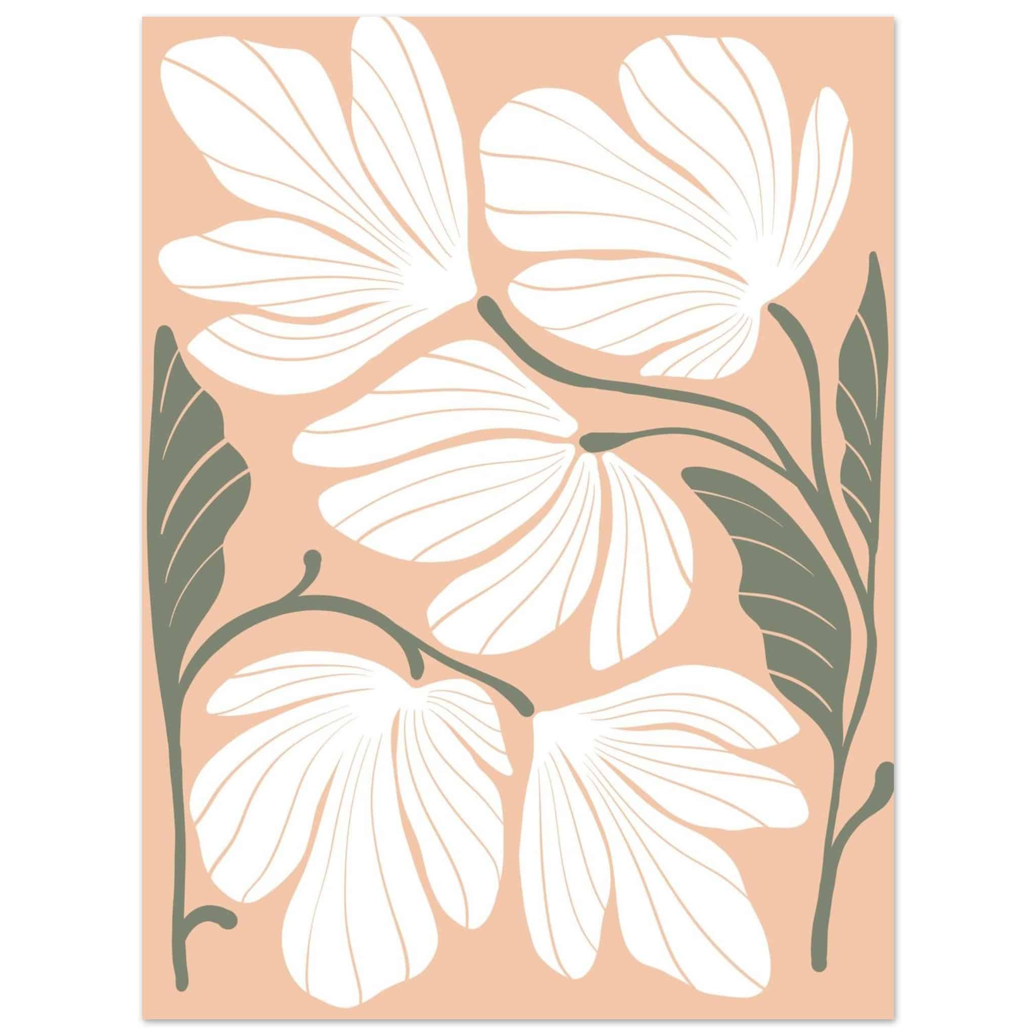 Artfulprints Poster Boho – Delicate flowers - 30x40 cm - Wit
