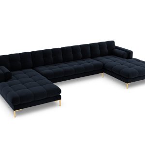 Cosmopolitan Design Panoramische bank Bali 7-zits, flueel, donkerblauw Cosmopolitan Design Panoramische bank Bali 7-zits, flueel, donkerblauw