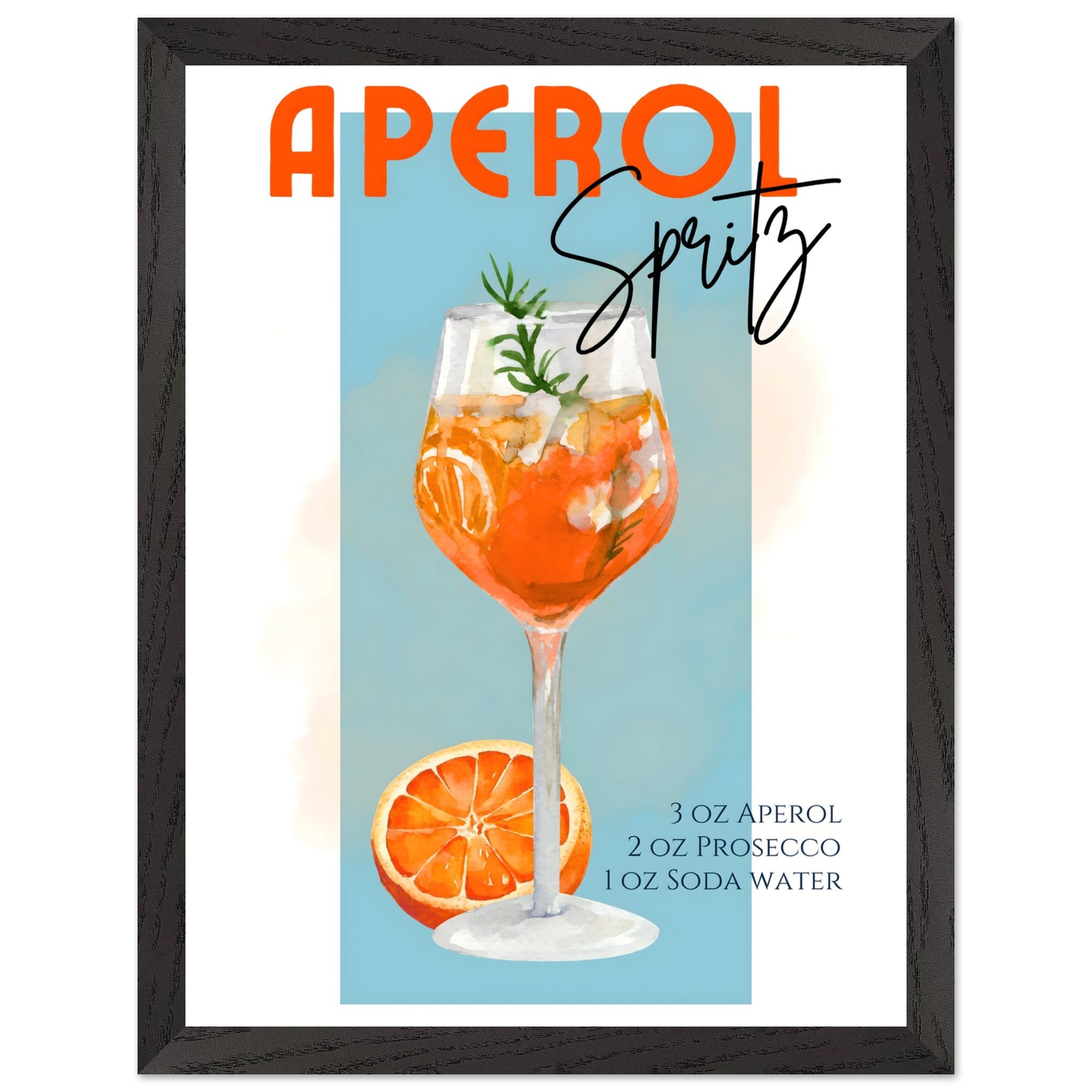 Artfulprints Poster met Lijst Aperol Spritz - Blue - 30x40 cm - Blauw