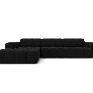 Cosmopolitan Design linker hoekbank Chicago 4-zits, flueel zwart – 167