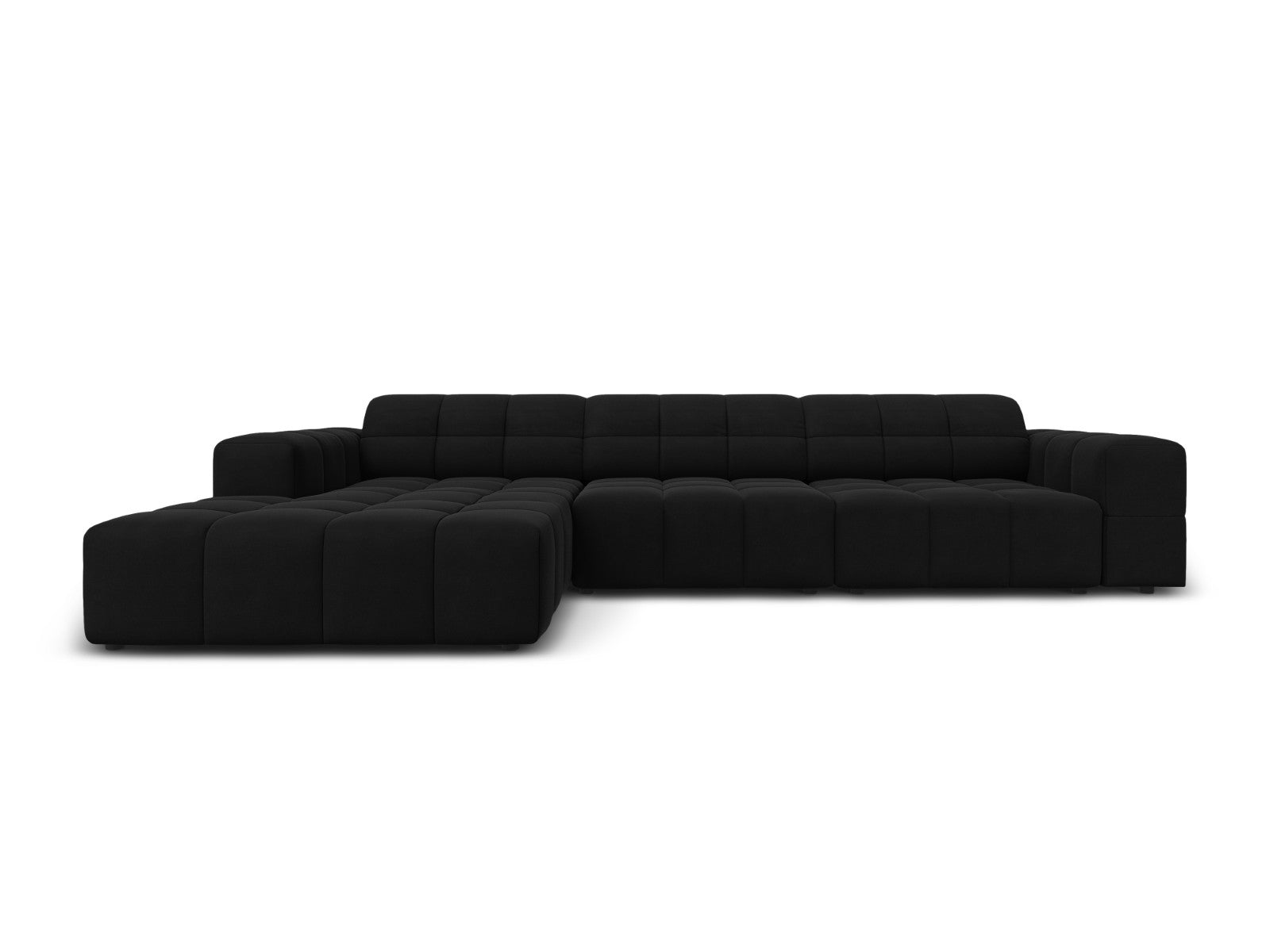 Cosmopolitan Design linker hoekbank Chicago 4-zits, flueel zwart - 167
