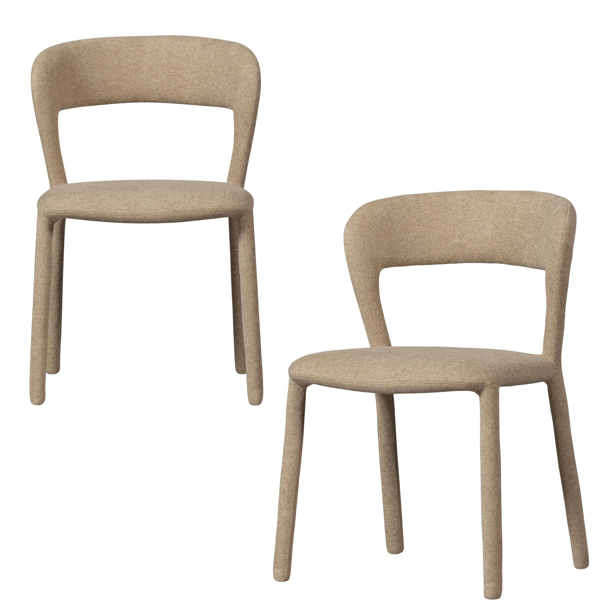 WOOOD eetkamerstoelen Noble - Polyester - Zand - Set van 2