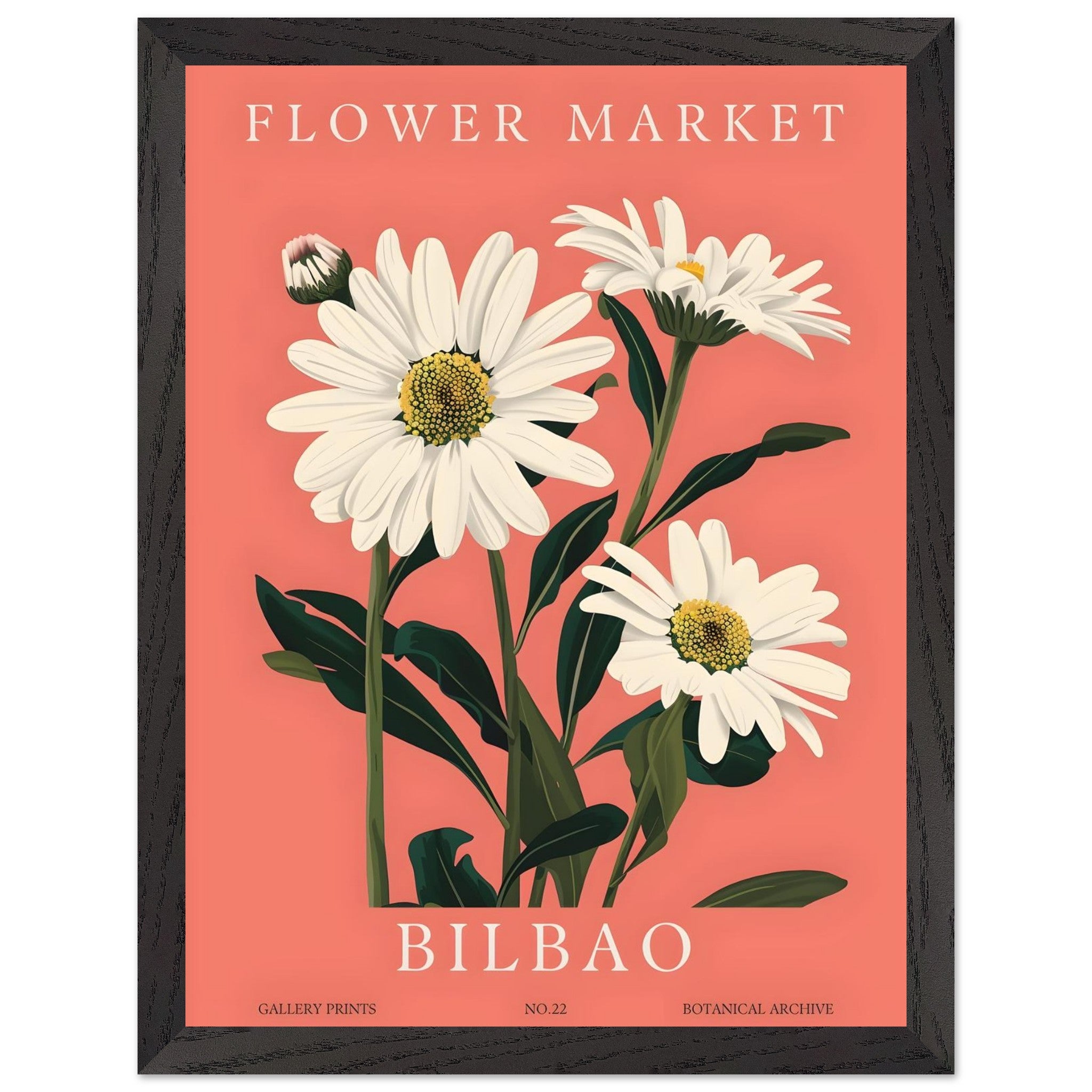 Artfulprints Poster met Lijst Flower market - Bilbao - 30x40 cm - Roze