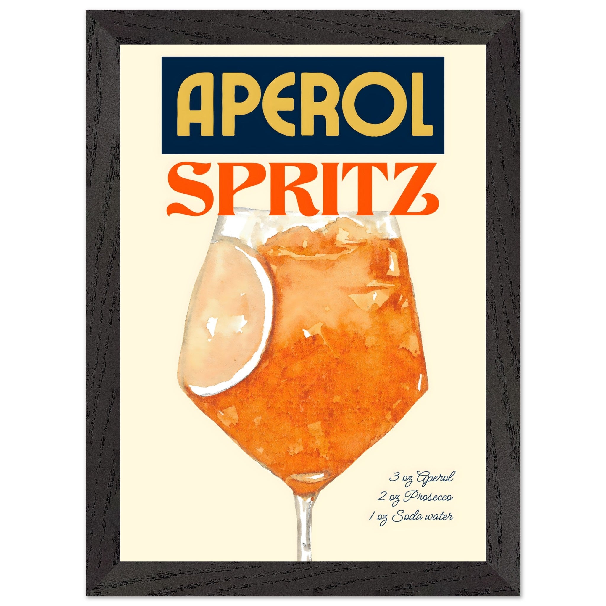 Artfulprints Poster met Lijst Aperol Spritz - Original - A4 21x29.7 cm