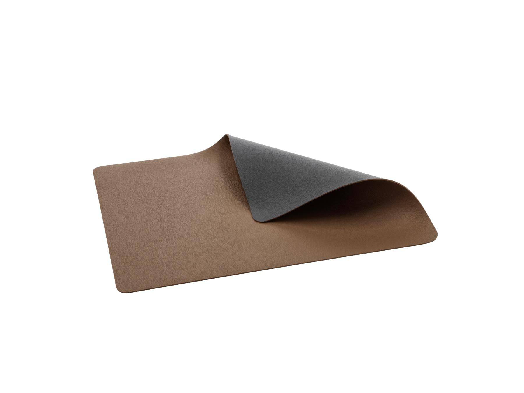 Bitz Placemat imitatie leer - dubbelzijdig te gebruiken Hout / Titaniu