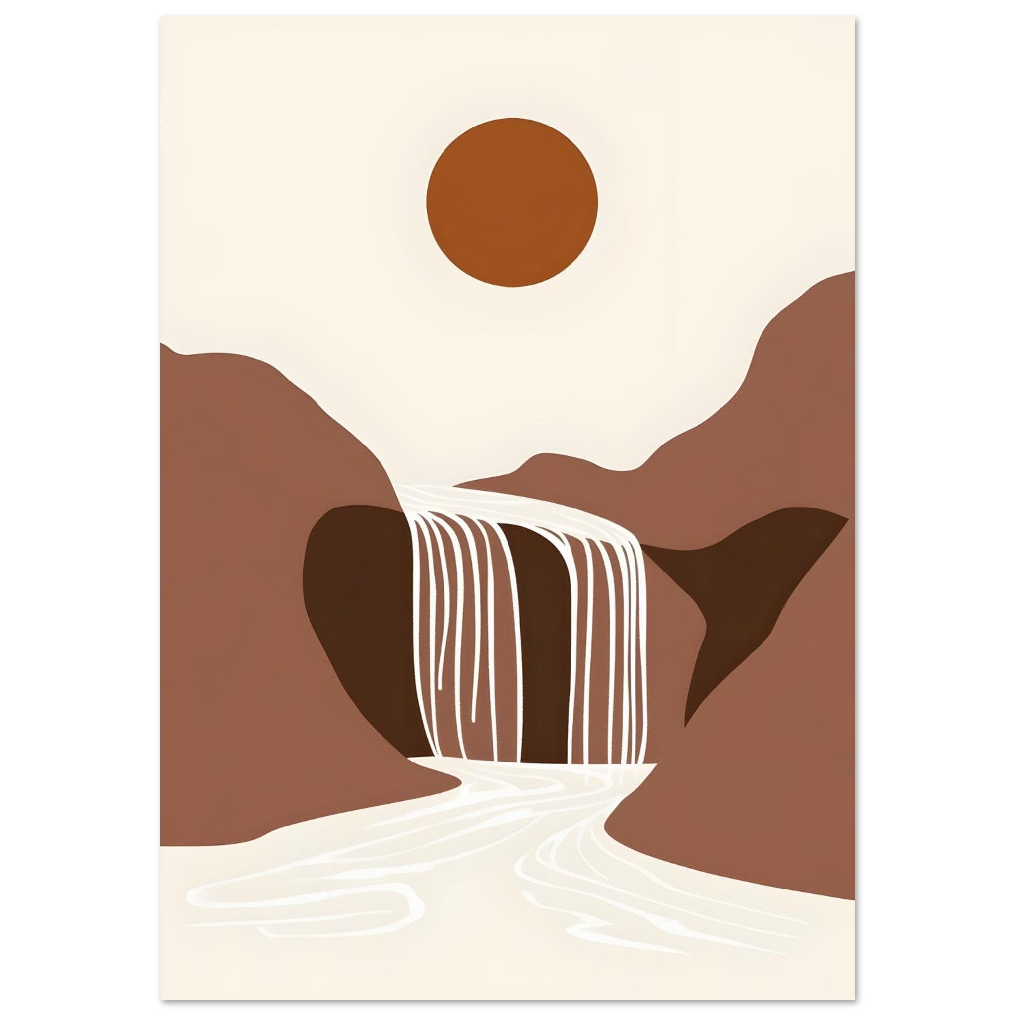 Artfulprints Poster Boho – Warm waterfall - A4 21x29.7 cm - Bruin