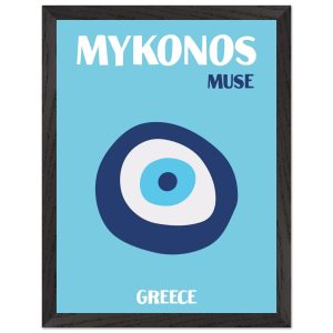 Artfulprints Poster met Lijst Griekenland – Mykonos – 30×40 cm – Blauw