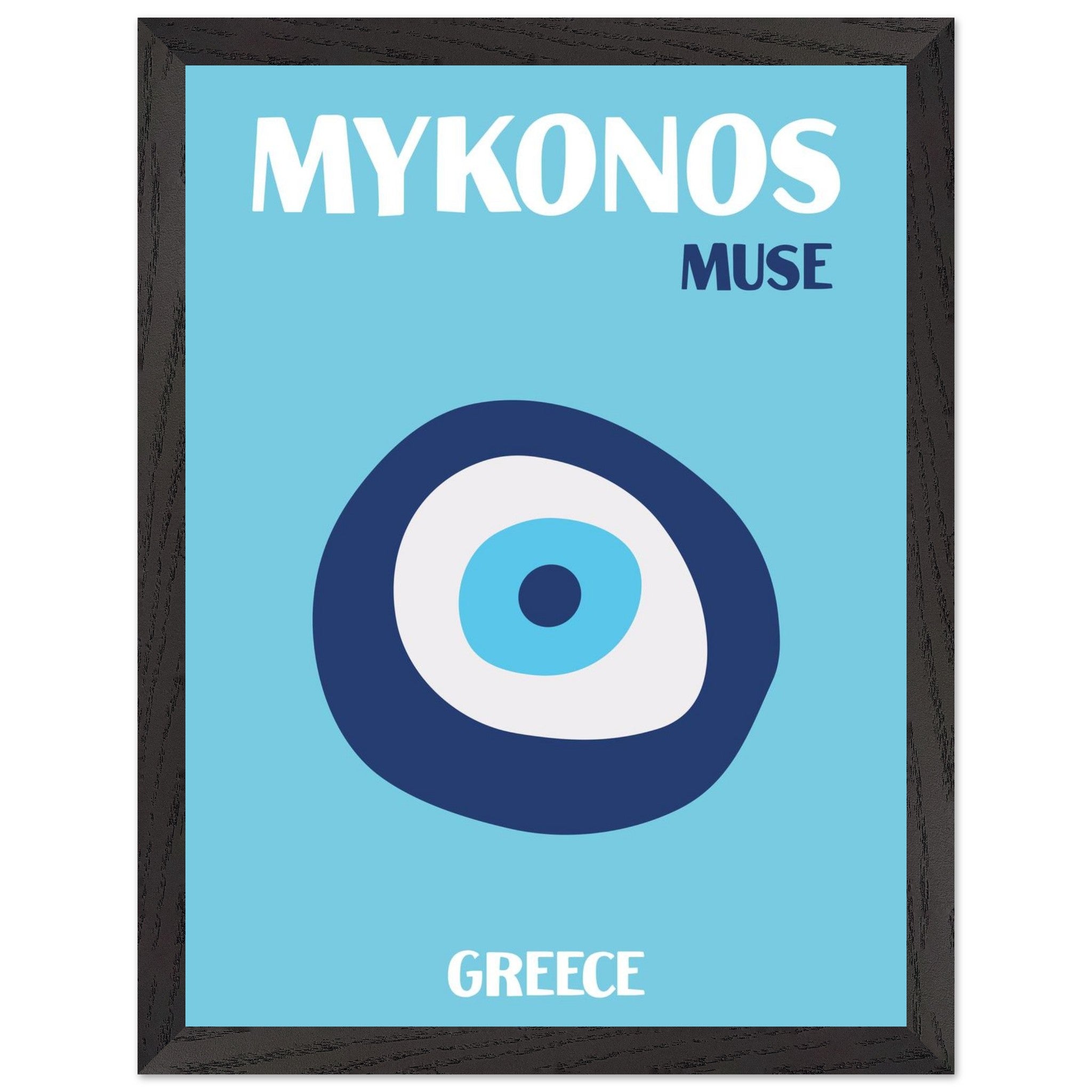Artfulprints Poster met Lijst Griekenland - Mykonos - 30x40 cm - Blauw