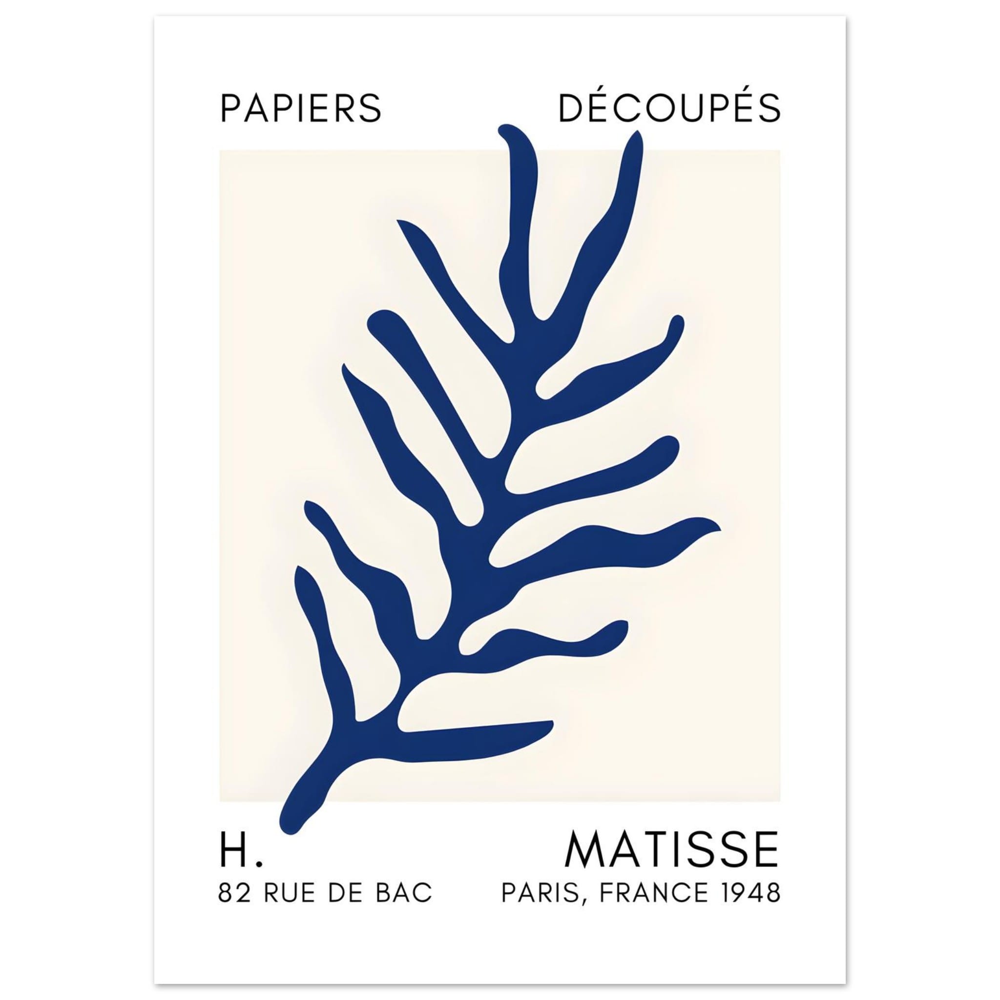 Artfulprints Poster Matisse – Ocean flora navy blue II - 50x70 cm - Bl