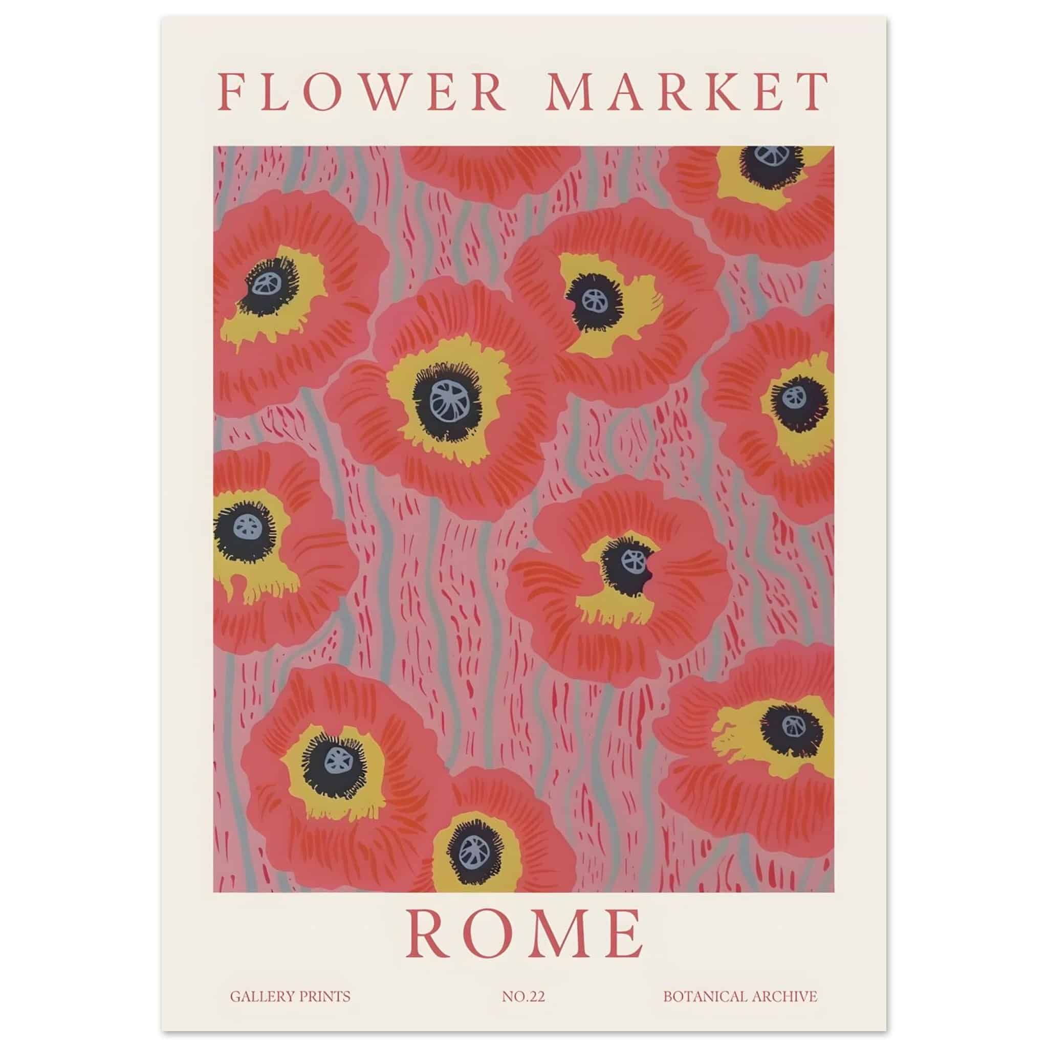 Artfulprints Poster Flower market - Rome - 50x70 cm - Roze