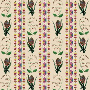 Catchii Behang Encanto Aztec Flowers pastel sand Catchii Behang Encanto Aztec Flowers pastel sand