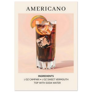 Artfulprints Poster Americano cocktail – Ingrediënten – A4 21×29.7 cm Artfulprints Poster Americano cocktail – Ingrediënten – A4 21×29.7 cm