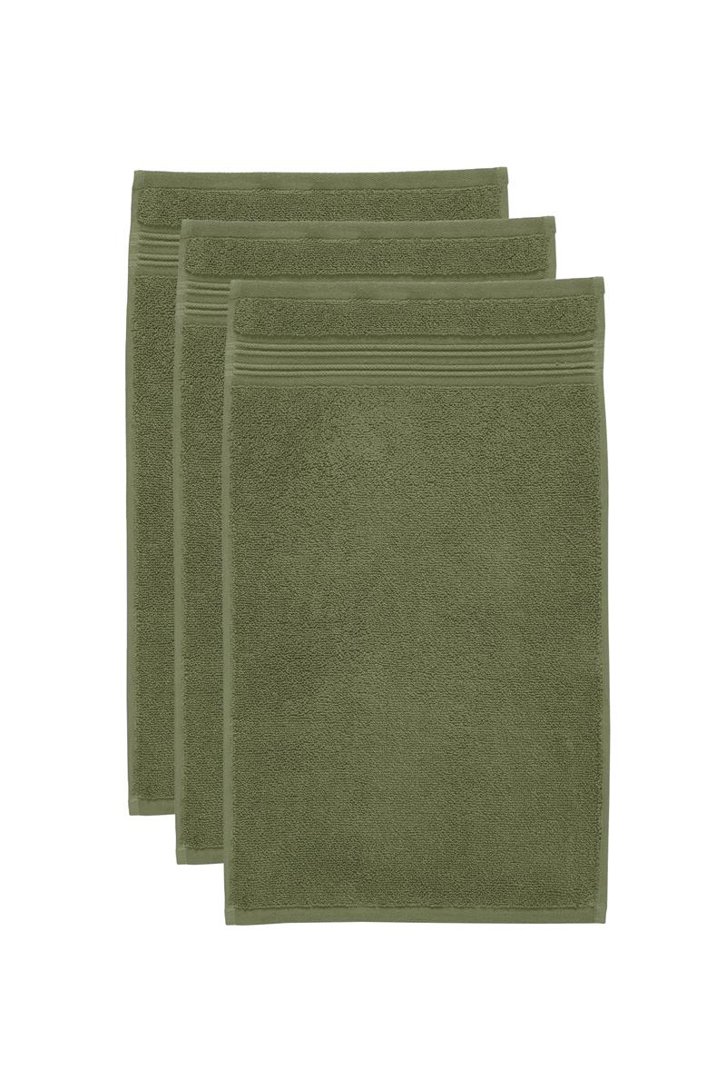 Beddinghouse Sheer - Gastendoekje - set van 3 - 30x50 cm - Olijfgroen