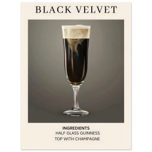 Artfulprints Poster Black Velvet cocktail – Ingrediënten – 30×40 cm – Artfulprints Poster Black Velvet cocktail – Ingrediënten – 30×40 cm –