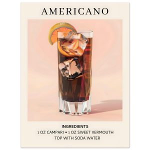 Artfulprints Poster Americano cocktail – Ingrediënten – 30×40 cm – Roz Artfulprints Poster Americano cocktail – Ingrediënten – 30×40 cm – Roz