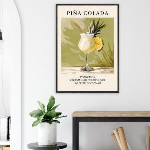 Artfulprints Poster Piña Colada cocktail – Ingrediënten – 70×100 cm –