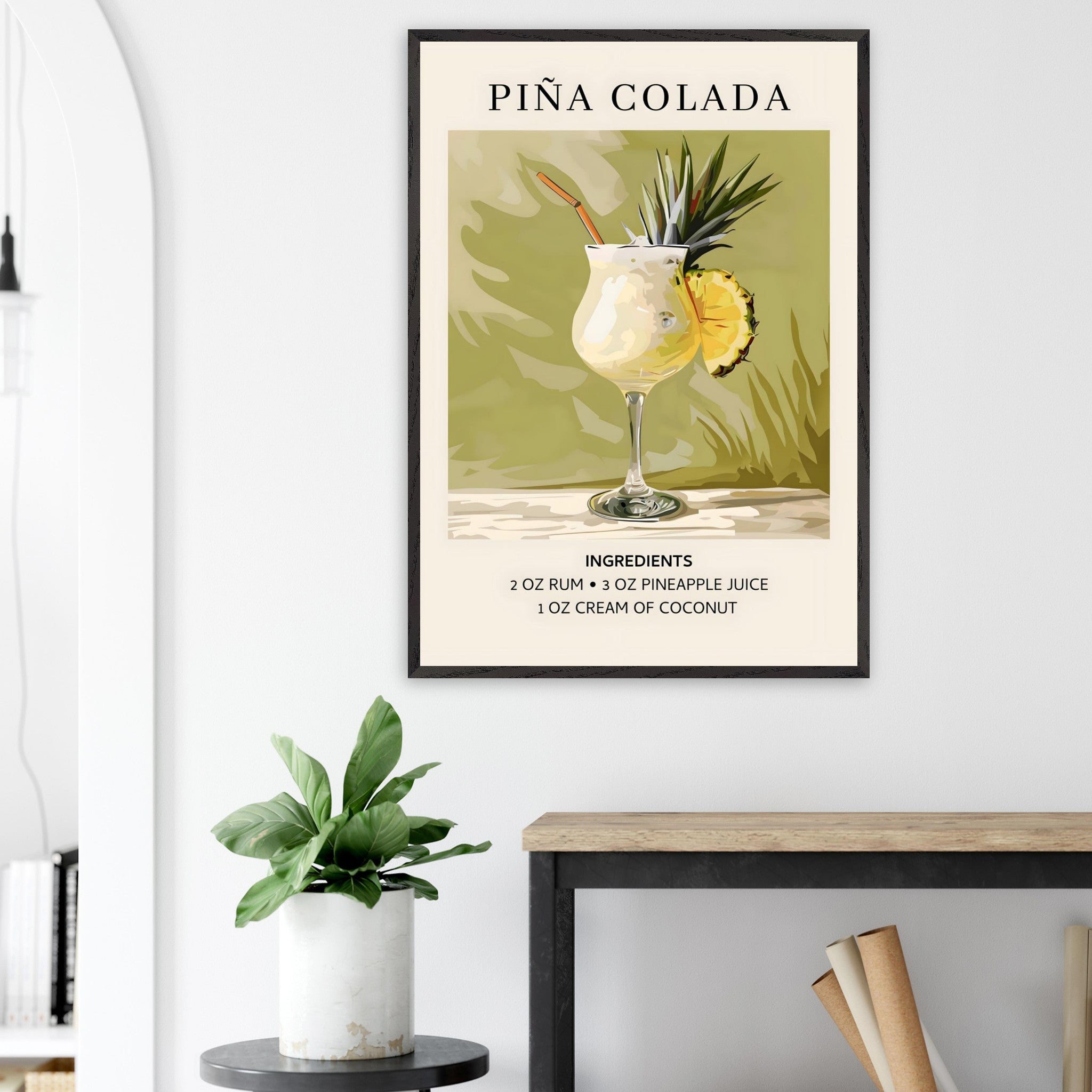 Artfulprints Poster Piña Colada cocktail - Ingrediënten - 70x100 cm -