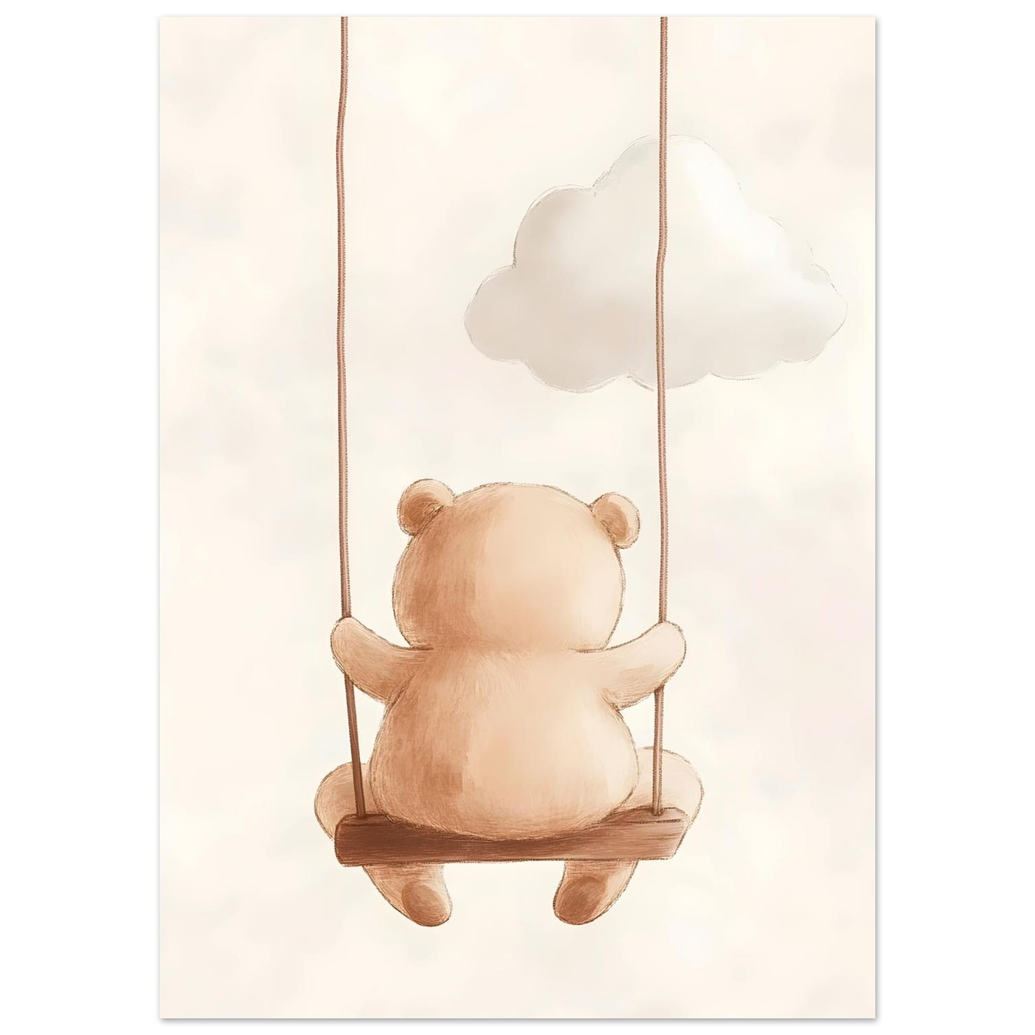 Artfulprints Poster Schommelende knuffelbeer - 50x70 cm - Bruin