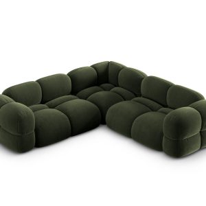 Cosmopolitan Design Hoekbank Loretto 4-zits, flueel groente – 250x250x Cosmopolitan Design Hoekbank Loretto 4-zits, flueel groente – 250x250x