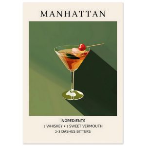 Artfulprints Poster Manhattan cocktail – Ingrediënten – A4 21×29.7 cm Artfulprints Poster Manhattan cocktail – Ingrediënten – A4 21×29.7 cm
