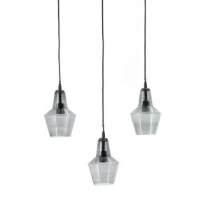 FurniLux Hanglamp Orion Glas, 3-lamps – Zwart – 16x65x125cm FurniLux Hanglamp Orion Glas, 3-lamps – Zwart – 16x65x125cm
