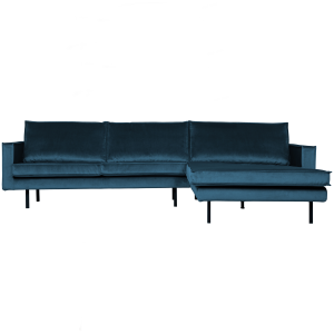 WOOOD chaise longue rechts Rodeo – Velvet – Blauw – 85x300x155 WOOOD chaise longue rechts Rodeo – Velvet – Blauw – 85x300x155