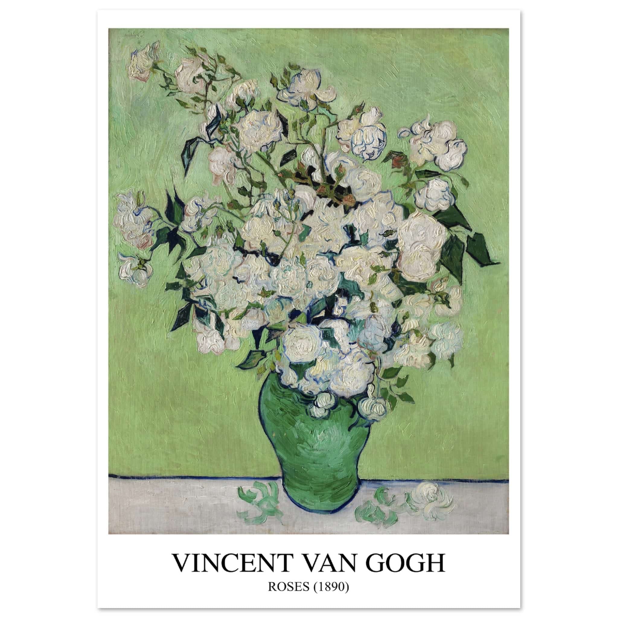 Artfulprints Poster Vincent van Gogh - Roses - A4 21x29.7 cm - Groen