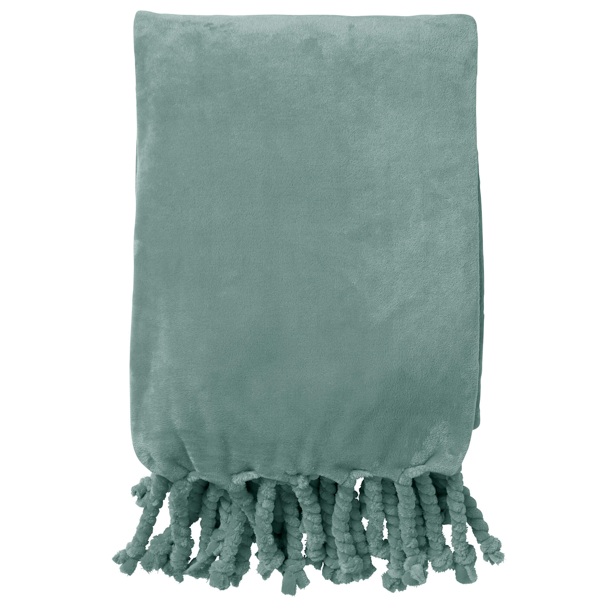FLORIJN - Plaid 150x200 cm - grote fleece plaid met flosjes - Jadeite