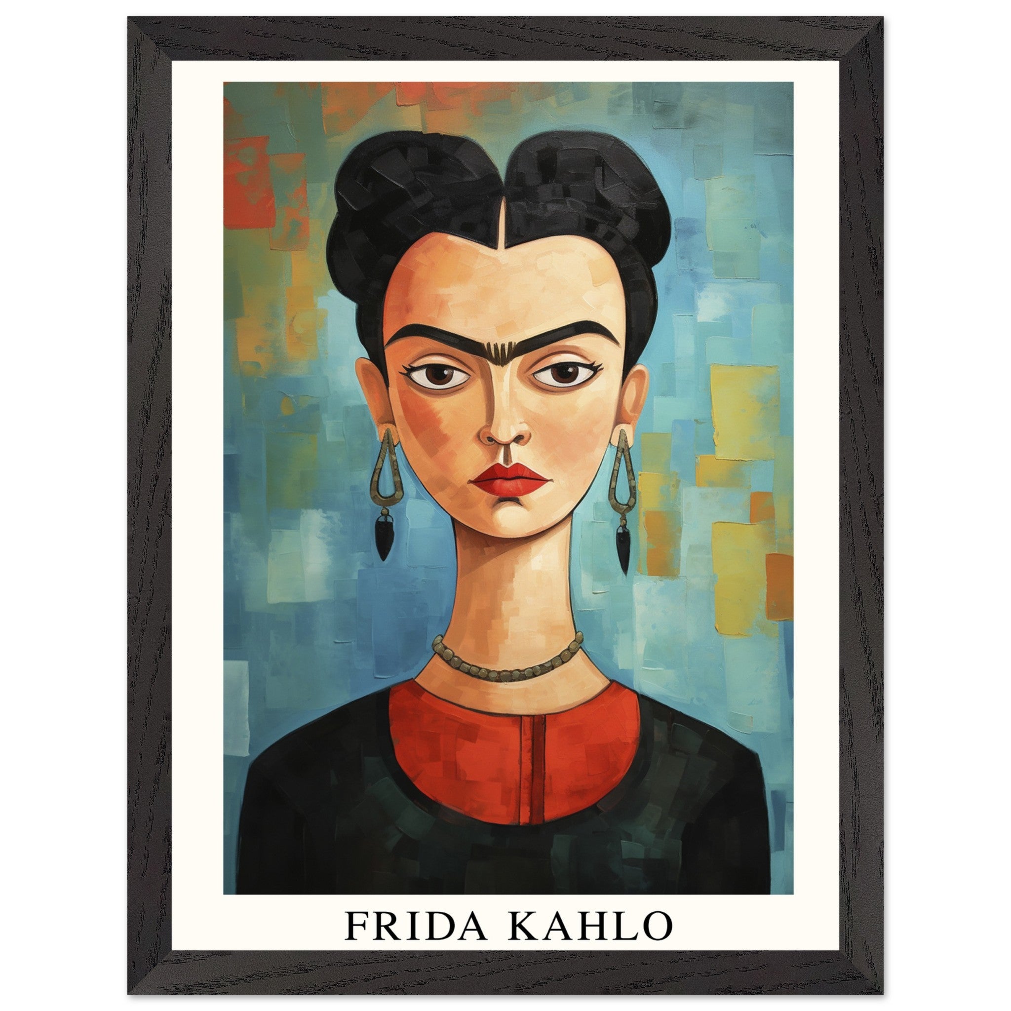 Artfulprints Poster met Lijst Frida Kahlo - Painted artistic portrait