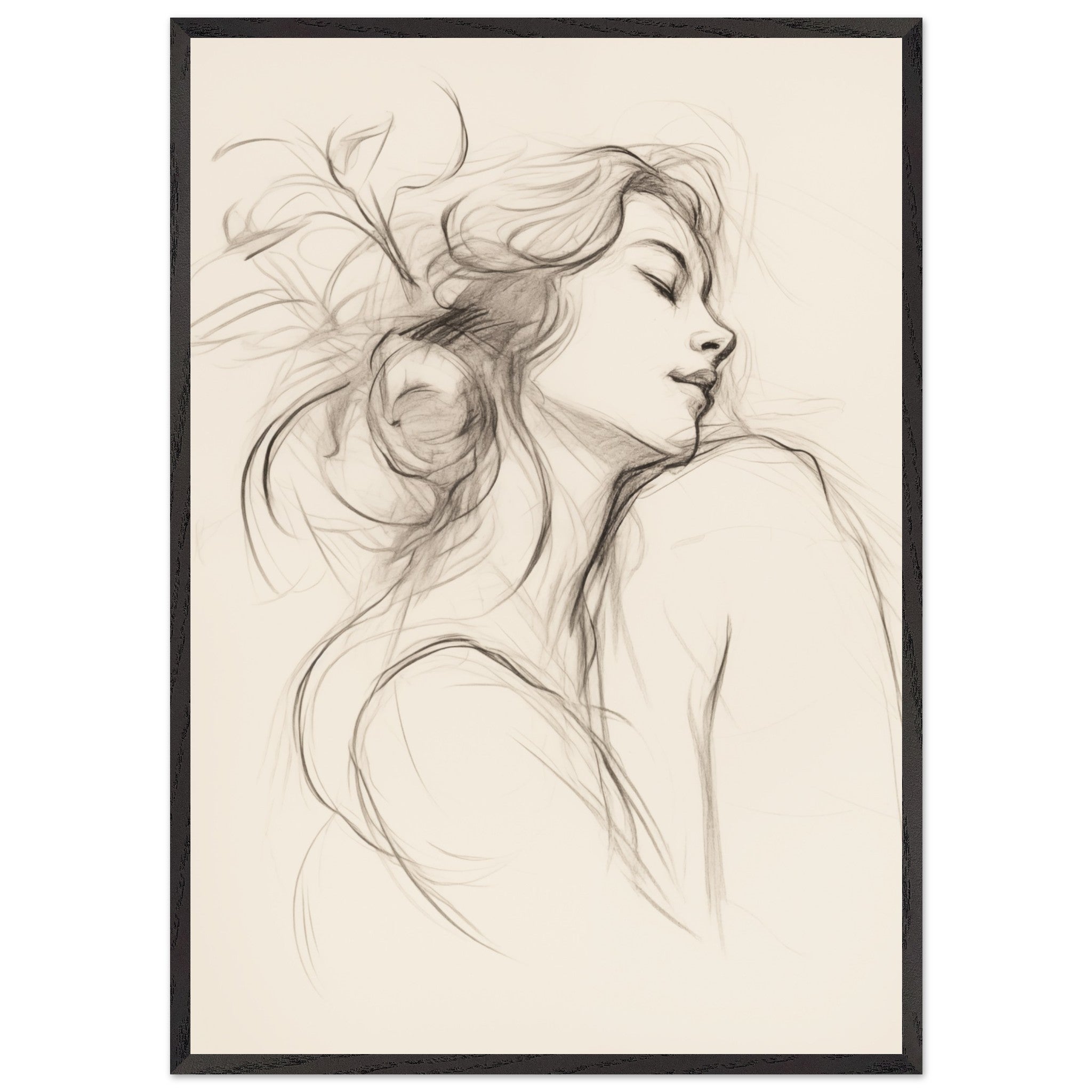Artfulprints Poster met Lijst Abstract - Whispers of her - 70x100 cm -